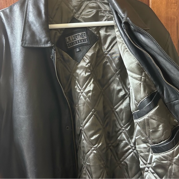 California L. A. Leather 20849 Vintage Black Soft Mid Length Jacket Size XL - Picture 11 of 16